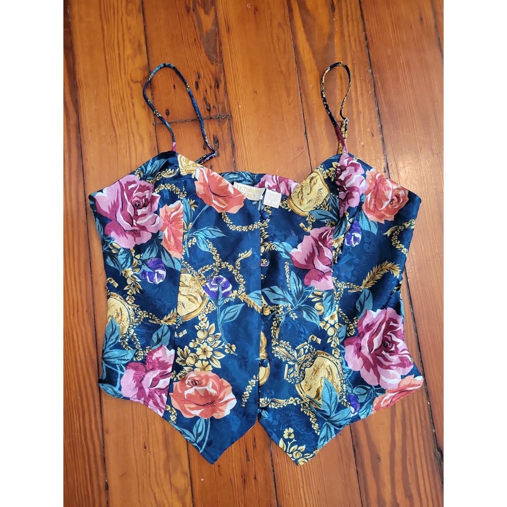 Victorias Secret Womens L Vintage Camisole Floral Button Down Light Weight